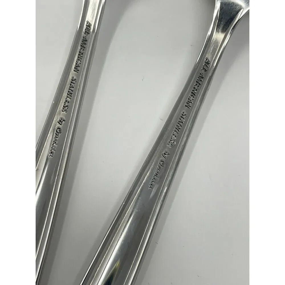 Oneida All American Stainless Forever Place Dinner Soup Spoon 6 7/8” Set Of 4